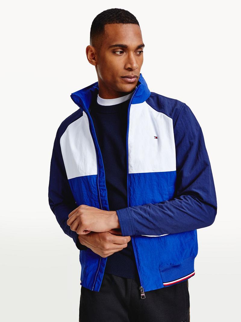 Férfi Tommy Hilfiger Recycled colorblock bomber Kabát Kék Fehér | HU 1197SGL